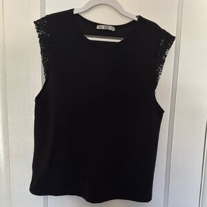Zara Black Muscle Tee with Raw-Edge Detail